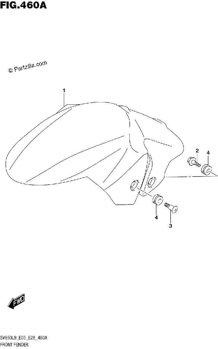 Diagrama de 460A FRONT FENDER SV650L9 E03