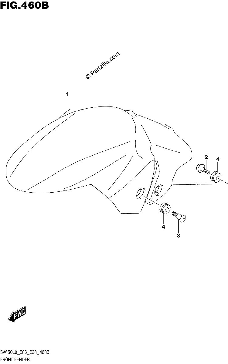 Diagrama de 460B FRONT FENDER SV650L9 E33