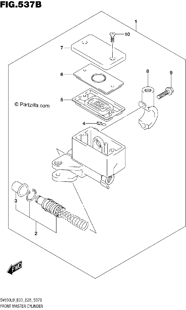 Diagrama de 537B FRONT MASTER CYLINDER SV650L9 E33
