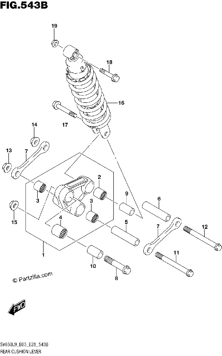 Diagrama de 543B REAR CUSHION LEVER SV650L9 E33