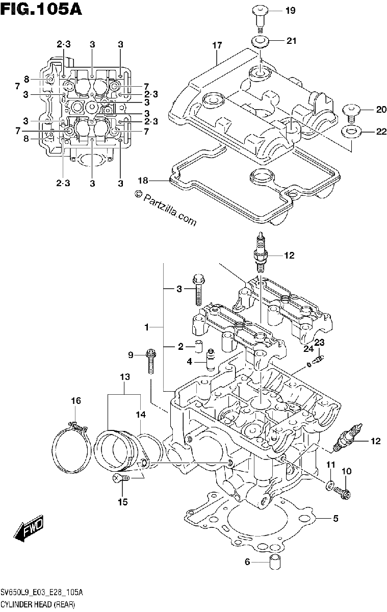 Diagrama de 105A CYLINDER HEAD REAR
