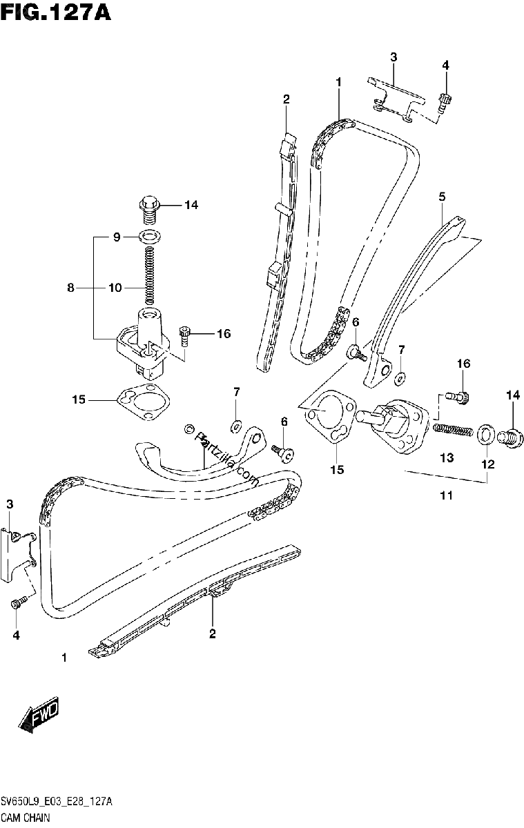 Diagrama de 127A CAM CHAIN