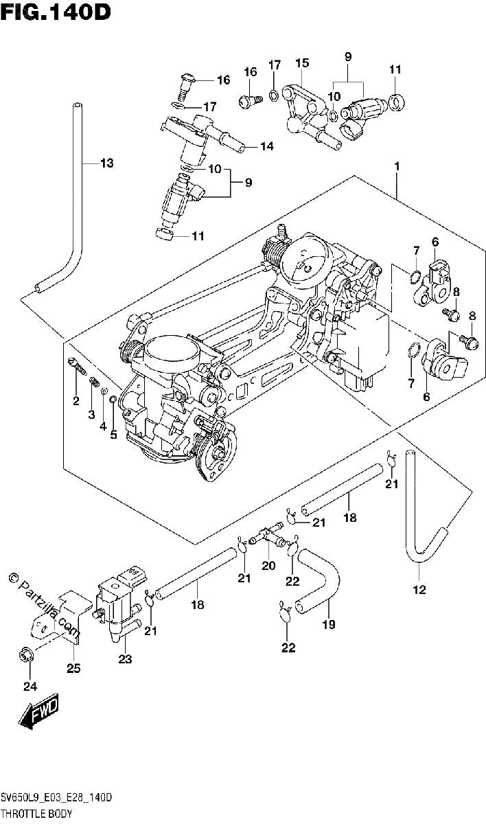 Diagrama de 140D THROTTLE BODY SV650AL9 E33