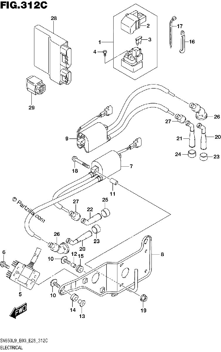 Diagrama de 312C ELECTRICAL SV650AL9 E28
