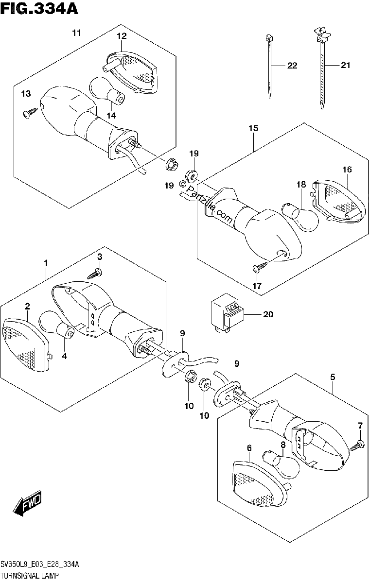 Diagrama de 334A TURNSIGNAL LAMP