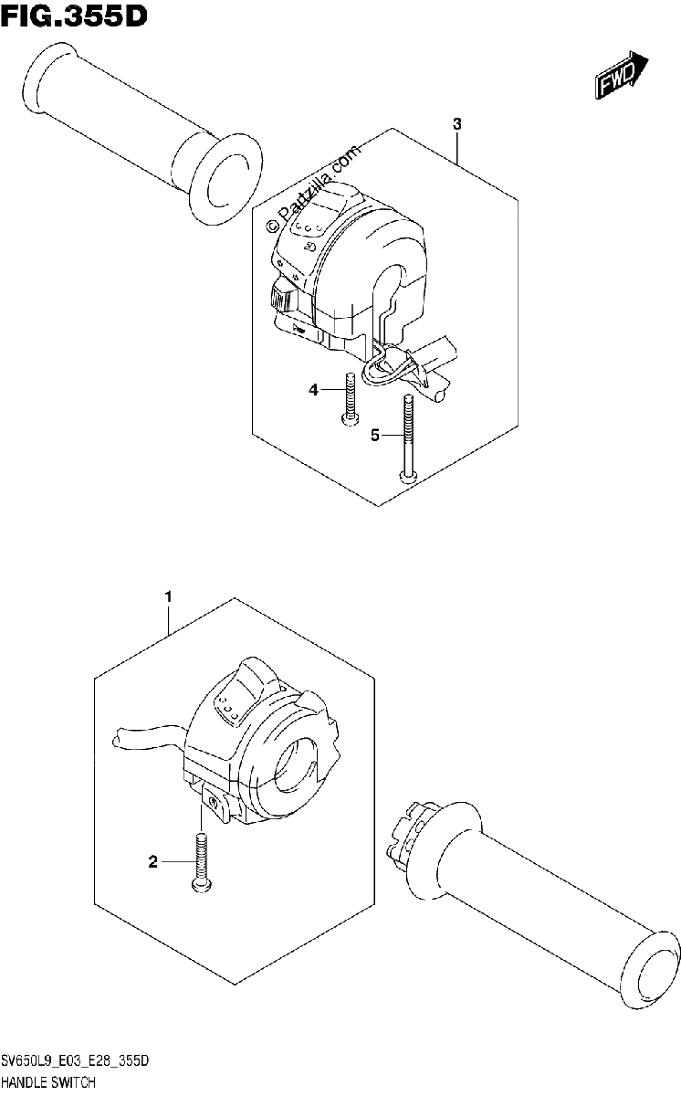 Diagrama de 355D HANDLE SWITCH SV650AL9 E33