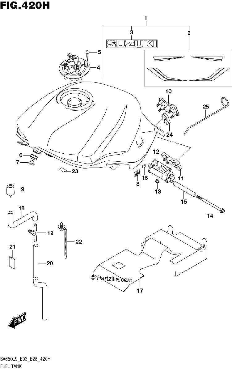 Diagrama de 420H FUEL TANK SV650AL9 E33 FOR AGT