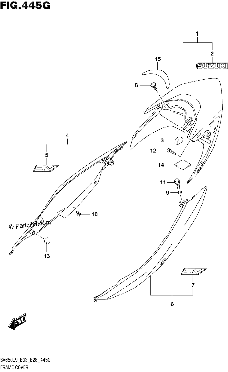Diagrama de 445G FRAME COVER SV650AL9 E33 FOR YVB QEB