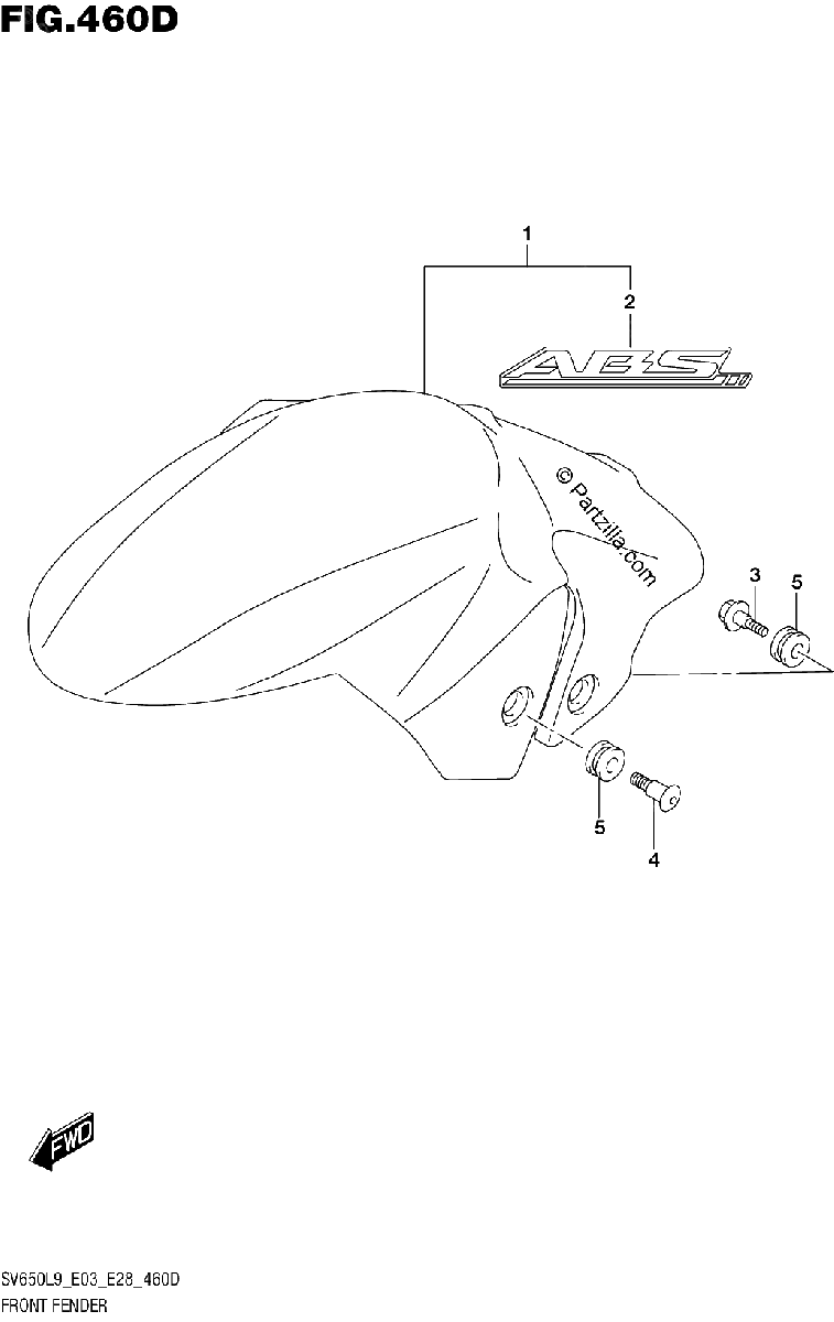 Diagrama de 460D FRONT FENDER SV650AL9 E33