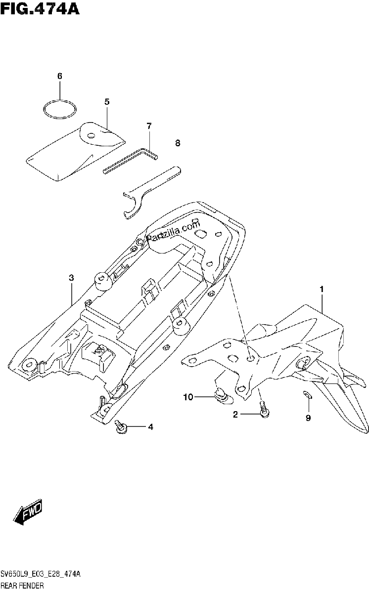 Diagrama de 474A REAR FENDER