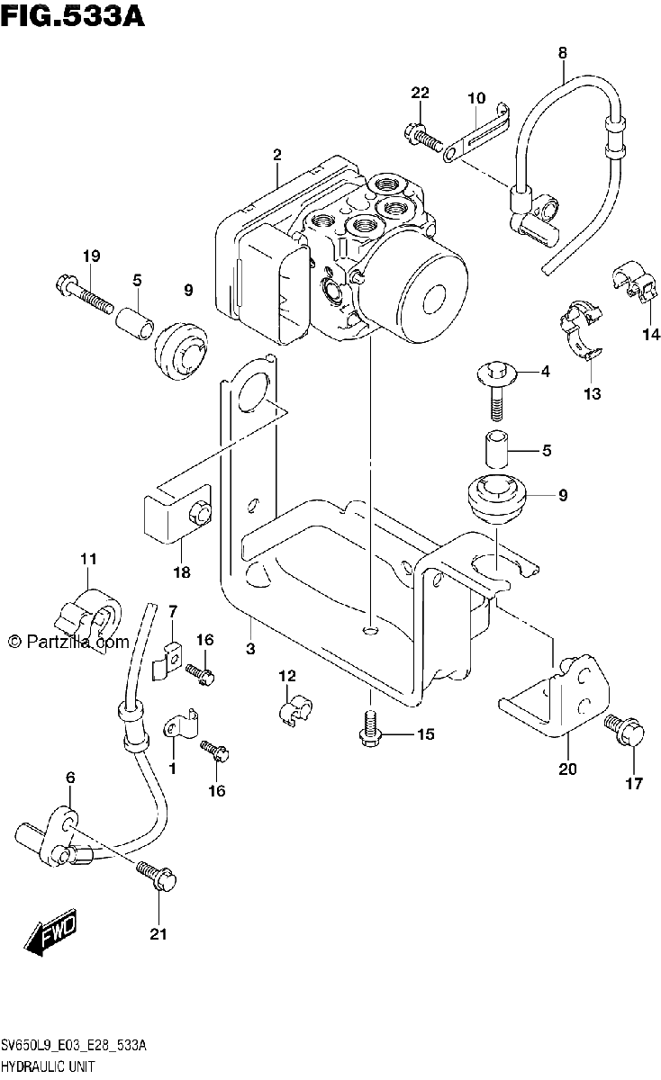 Diagrama de 533A HYDRAULIC UNIT SV650AL9 E28
