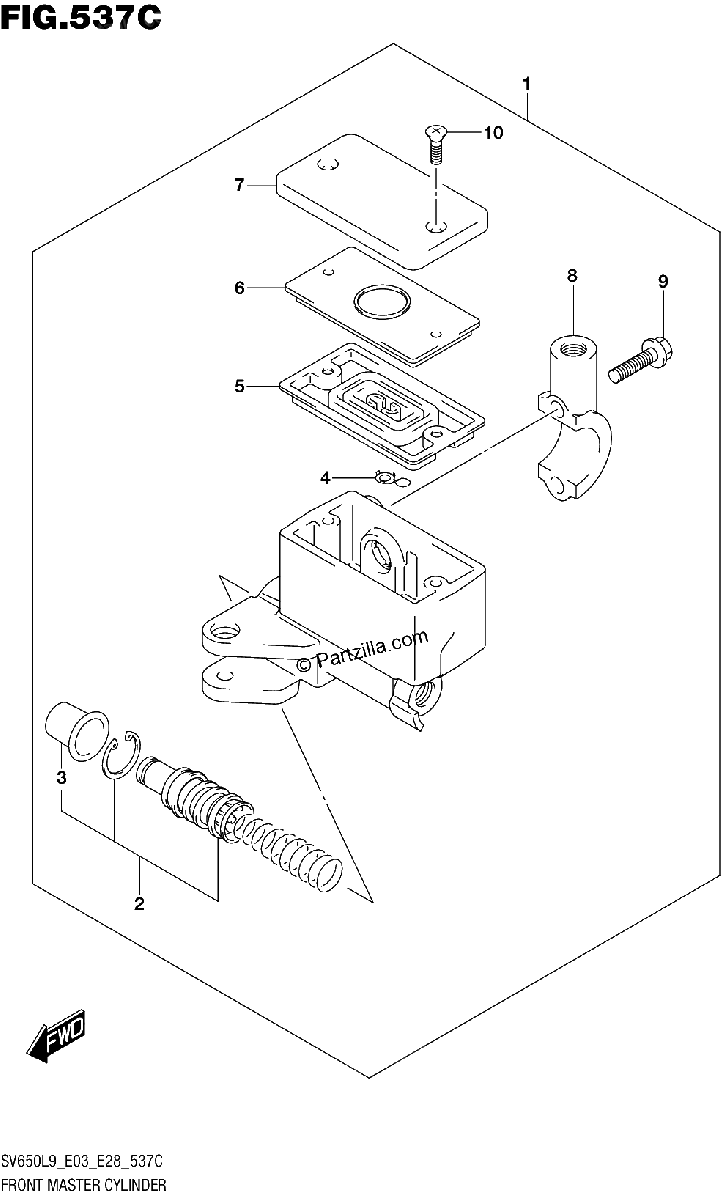 Diagrama de 537C FRONT MASTER CYLINDER SV650AL9 E28