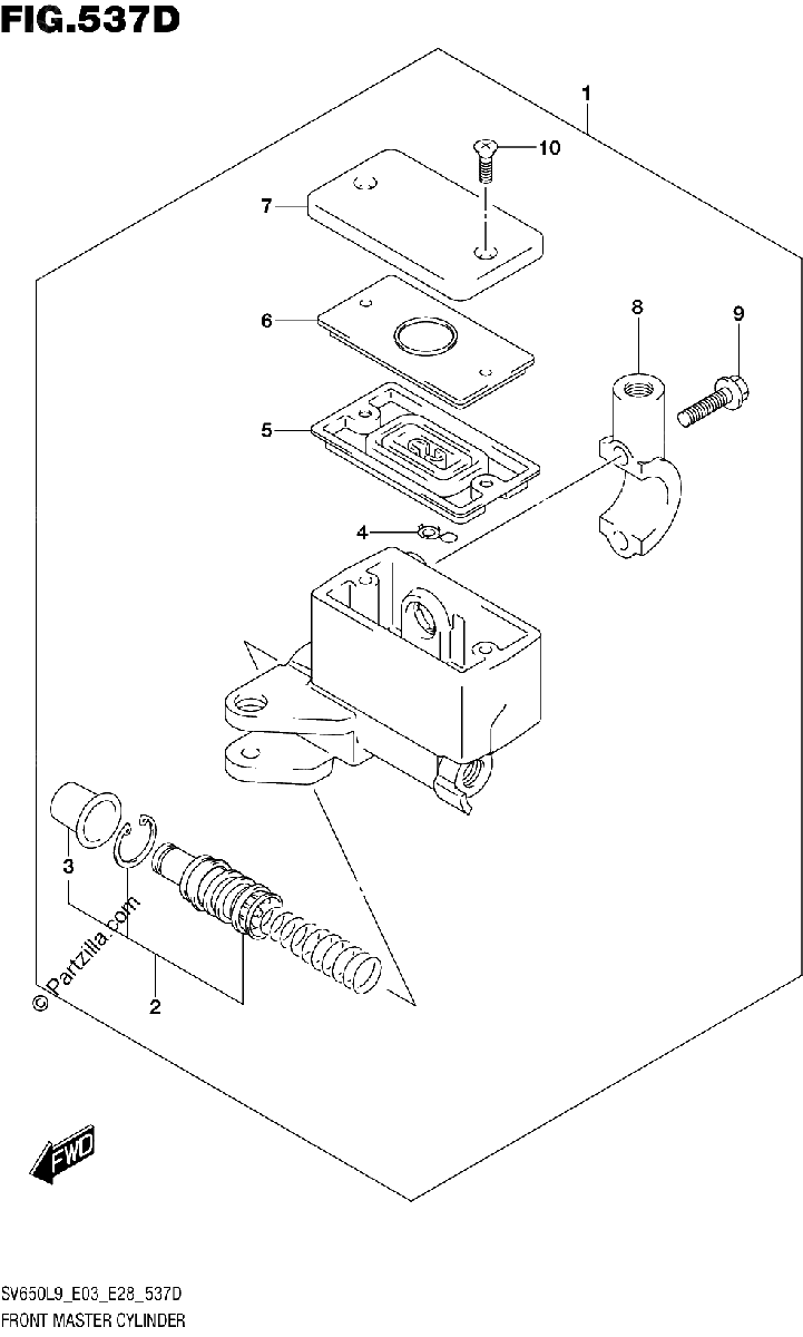 Diagrama de 537D FRONT MASTER CYLINDER SV650AL9 E33