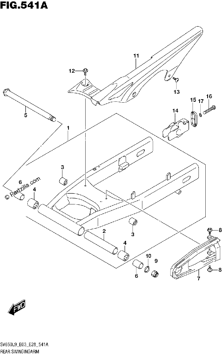 Diagrama de 541A REAR SWINGINGARM