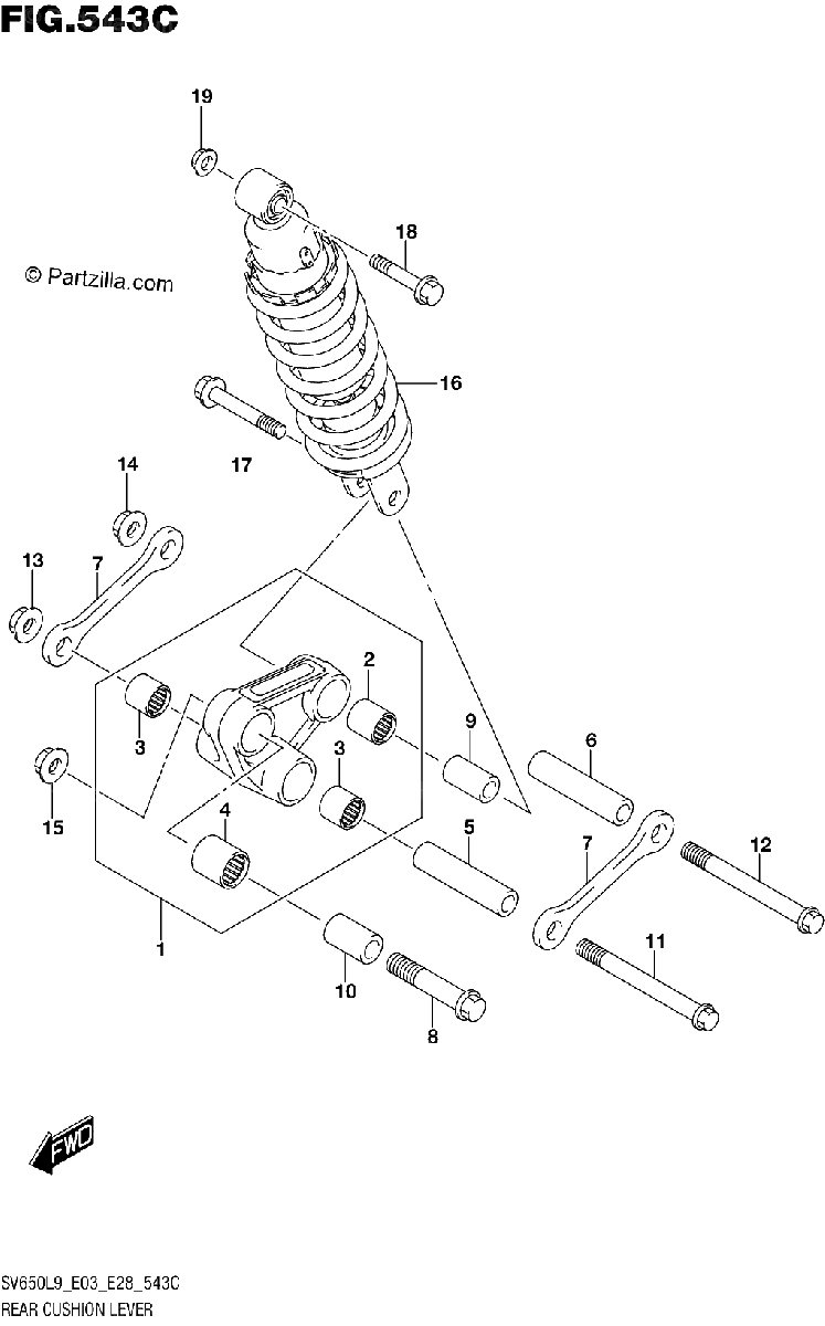 Diagrama de 543C REAR CUSHION LEVER SV650AL9 E28