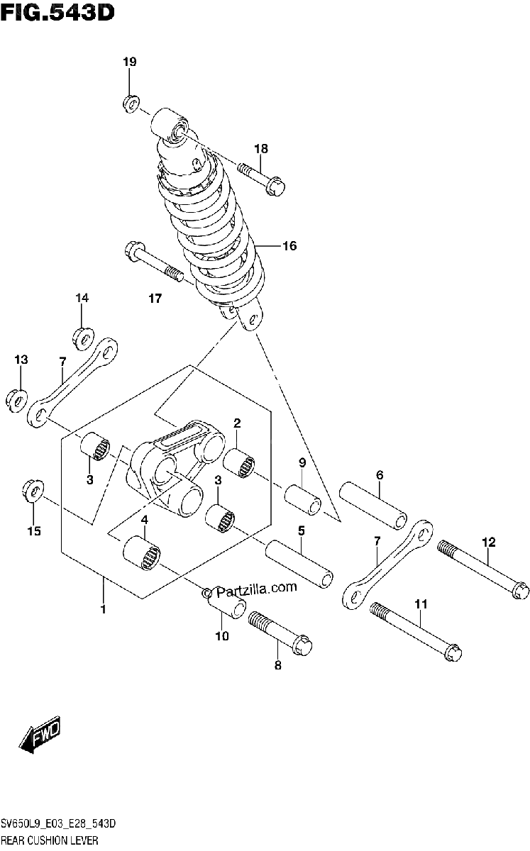 Diagrama de 543D REAR CUSHION LEVER SV650AL9 E33