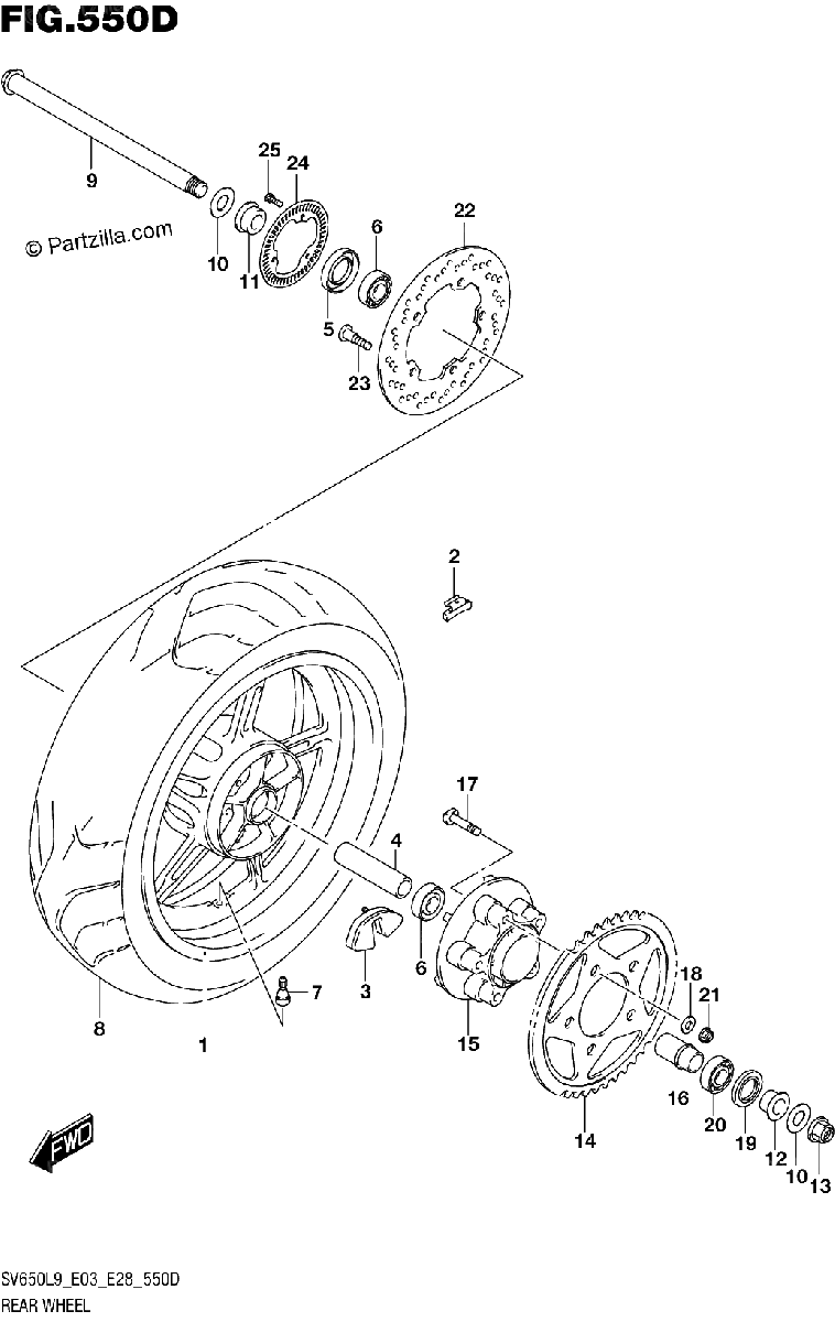 Diagrama de 550D REAR WHEEL SV650AL9 E33
