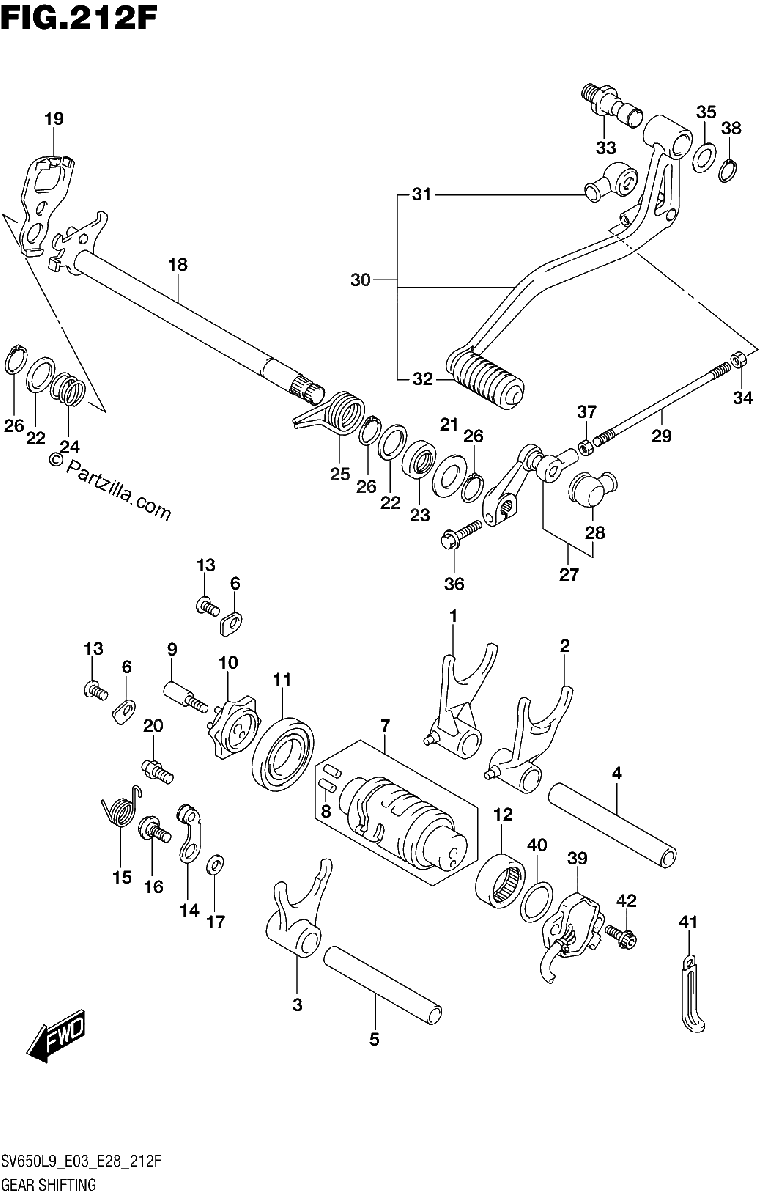 Diagrama de 212F GEAR SHIFTING SV650XAL9 E33