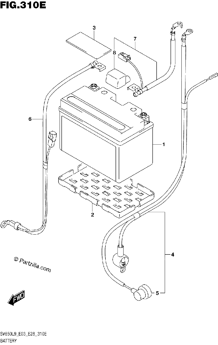 Diagrama de 310E BATTERY SV650XAL9 E28