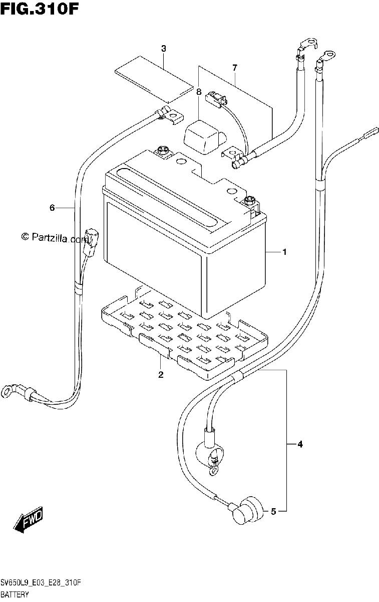Diagrama de 310F BATTERY SV650XAL9 E33