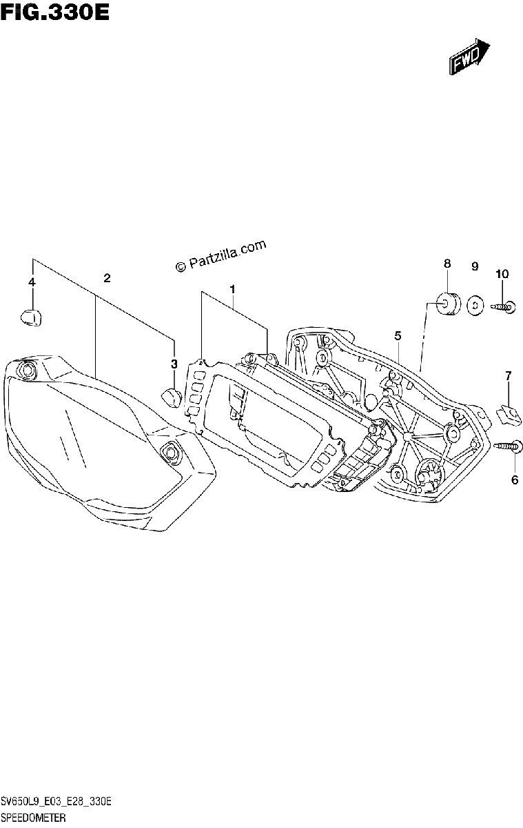 Diagrama de 330E SPEEDOMETER SV650XAL9 E28