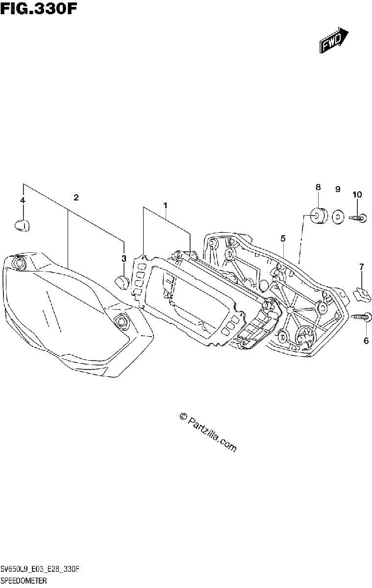Diagrama de 330F SPEEDOMETER SV650XAL9 E33