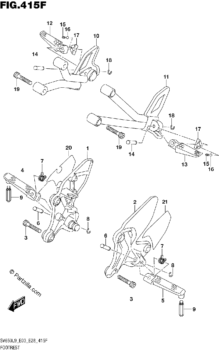 Diagrama de 415F FOOTREST SV650XAL9 E33