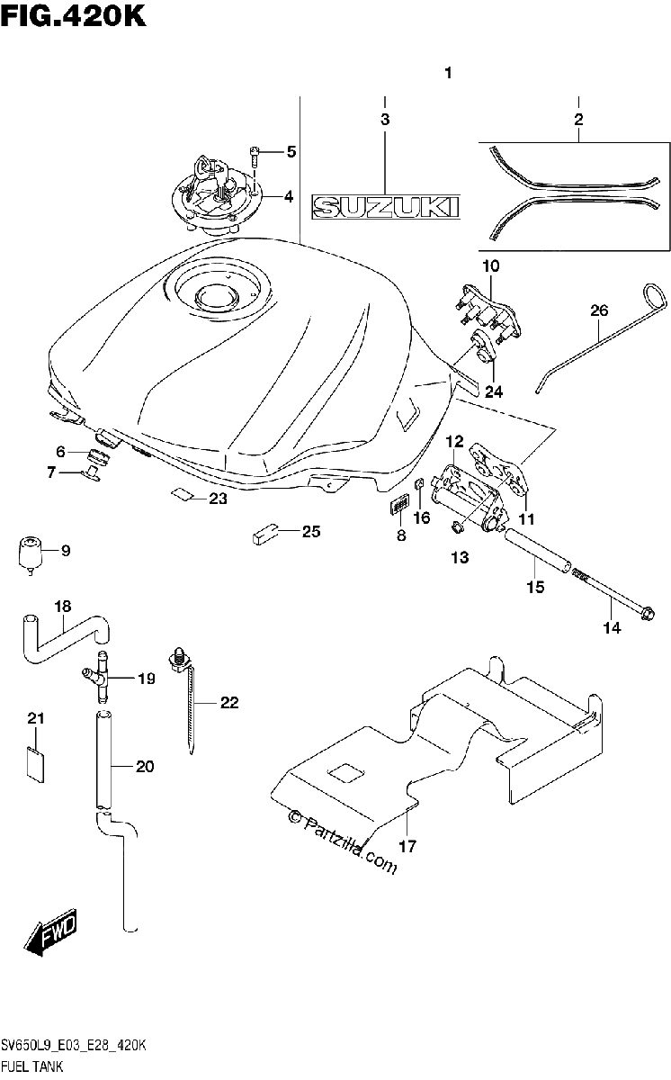 Diagrama de 420K FUEL TANK SV650XAL9 E33