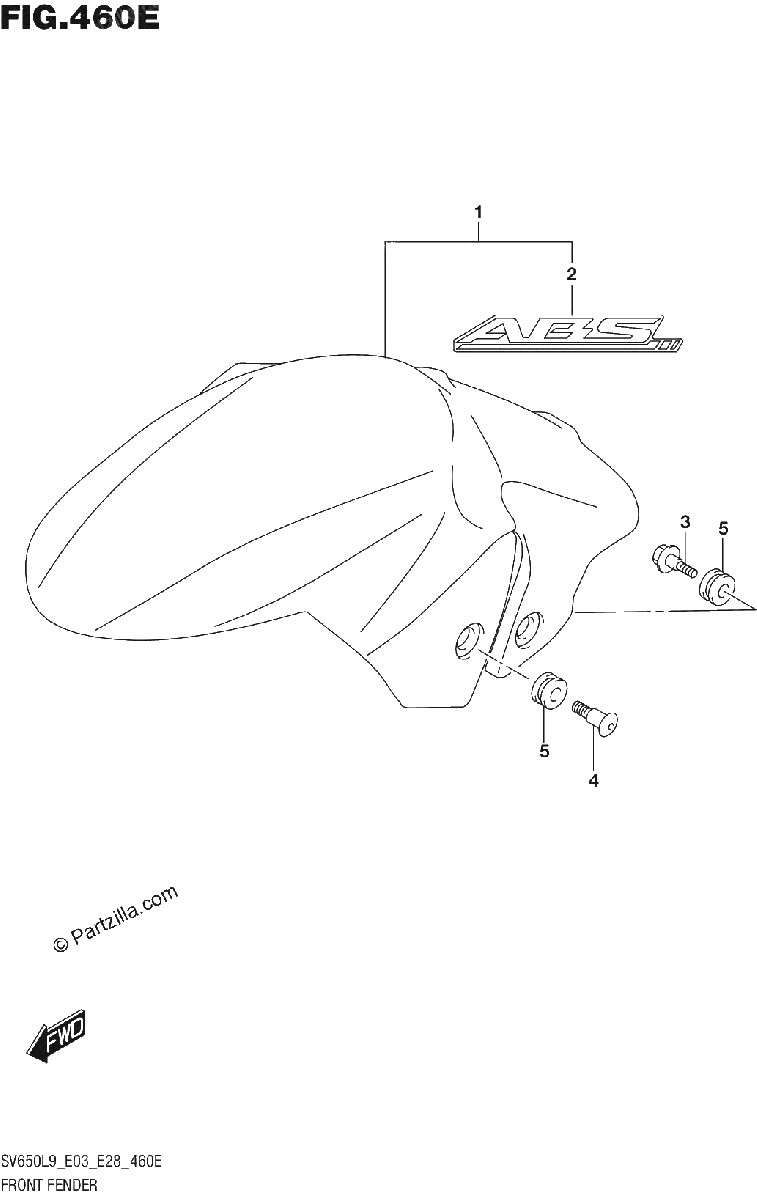 Diagrama de 460E FRONT FENDER SV650XAL9 E28