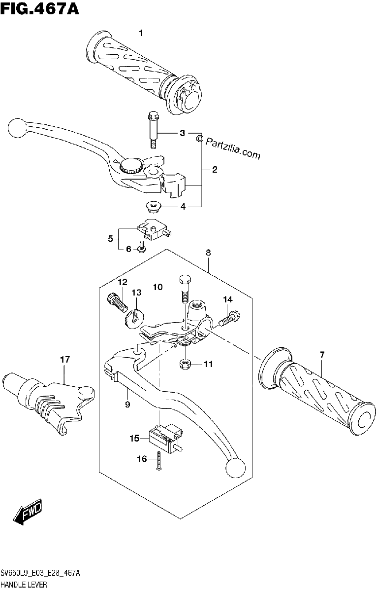 Diagrama de 467A HANDLE LEVER