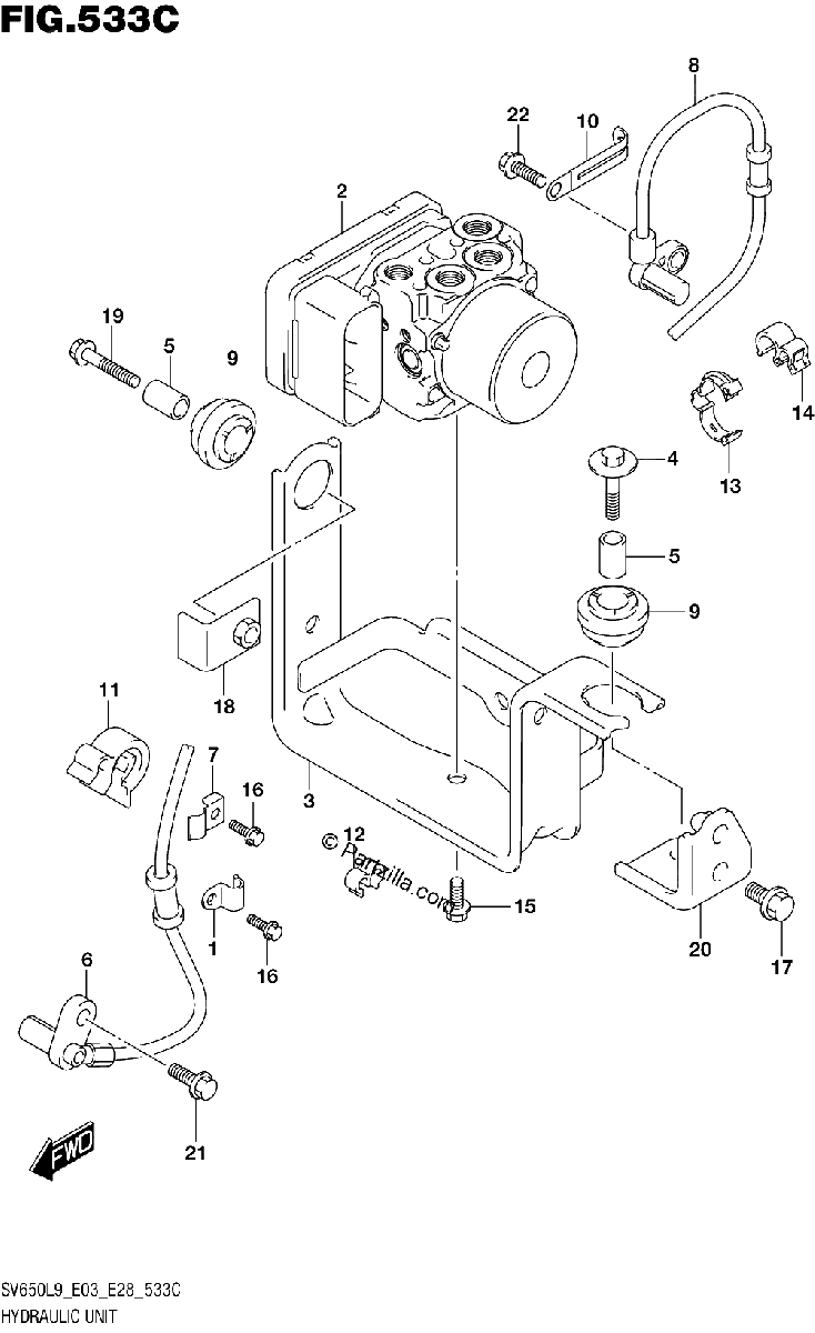 Diagrama de 533C HYDRAULIC UNIT SV650XAL9 E28
