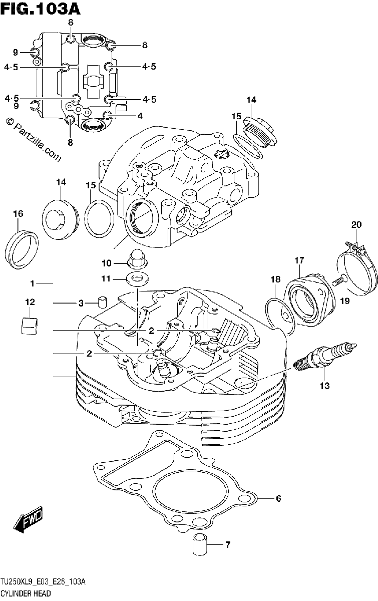 Diagrama de 103A CYLINDER HEAD