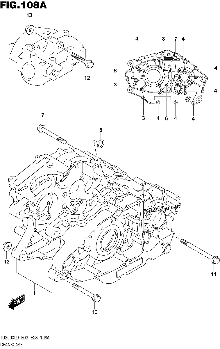 Diagrama de 108A CRANKCASE