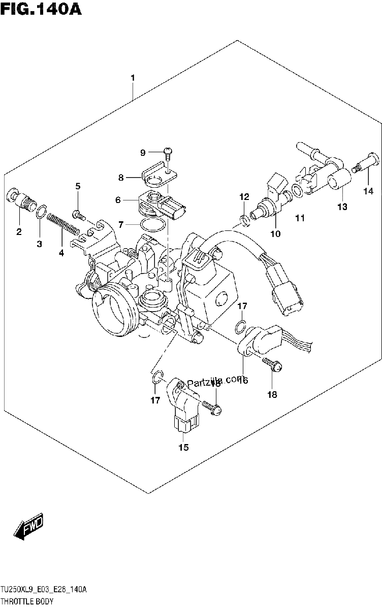 Diagrama de 140A THROTTLE BODY