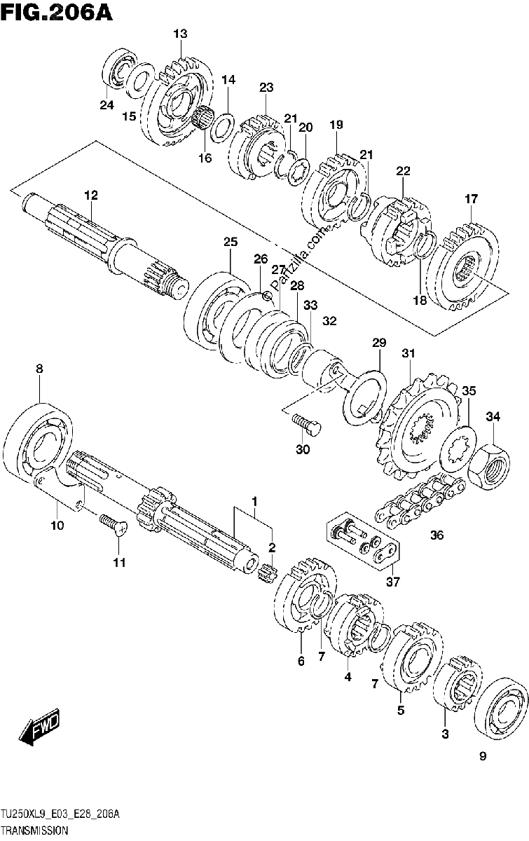 Diagrama de 206A TRANSMISSION