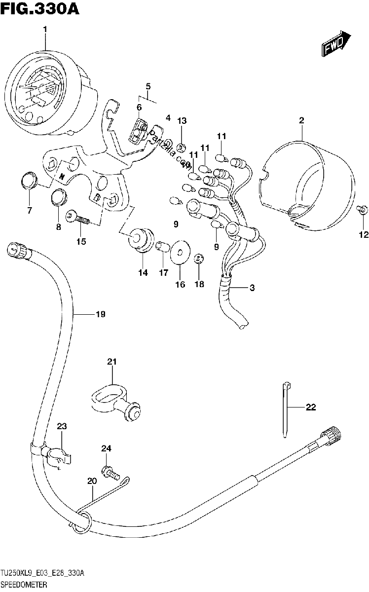 Diagrama de 330A SPEEDOMETER TU250XL9 E03