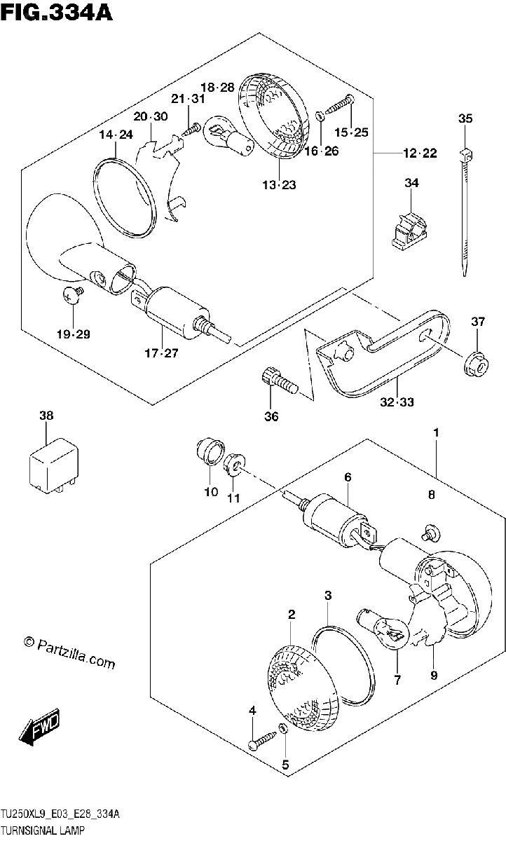 Diagrama de 334A TURNSIGNAL LAMP