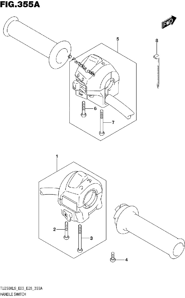 Diagrama de 355A HANDLE SWITCH