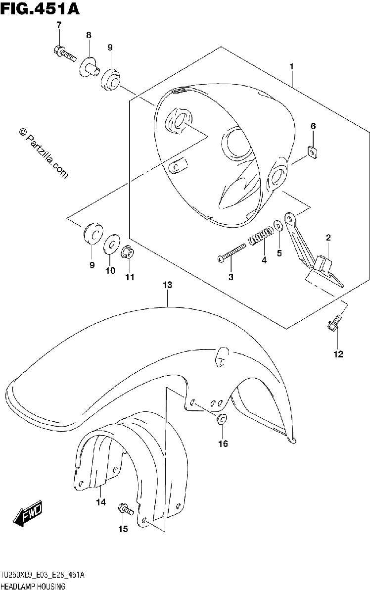 Diagrama de 451A HEADLAMP HOUSING