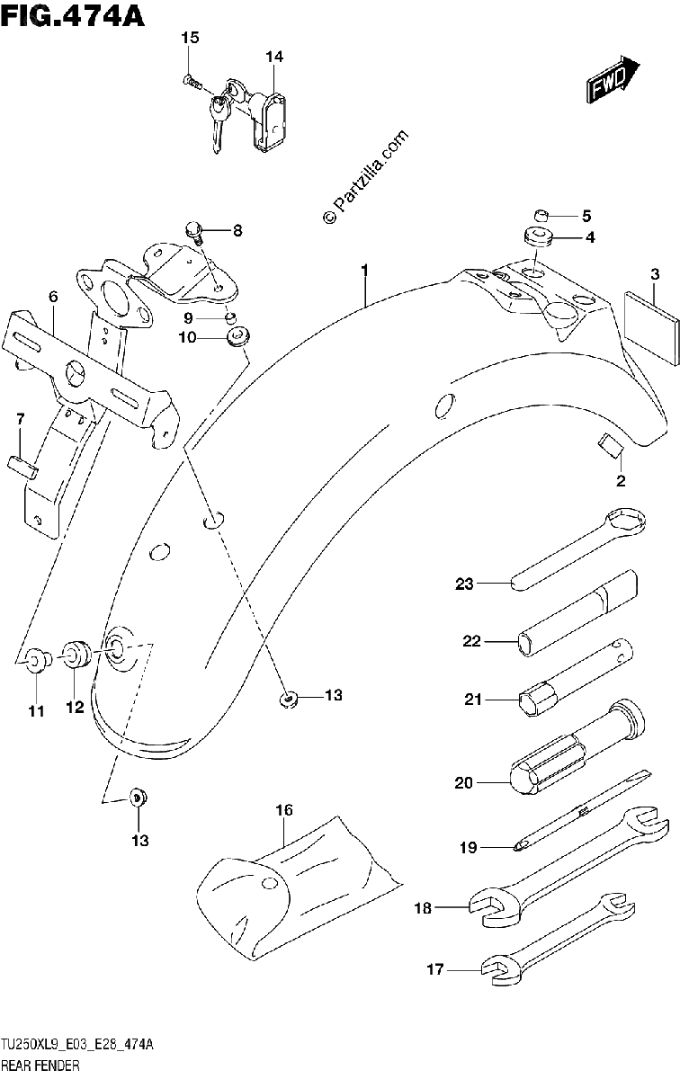 Diagrama de 474A REAR FENDER