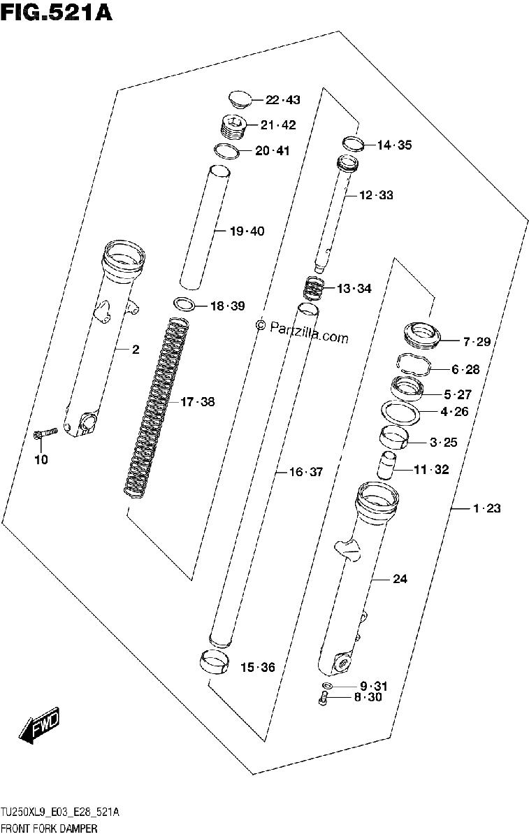 Diagrama de 521A FRONT FORK DAMPER