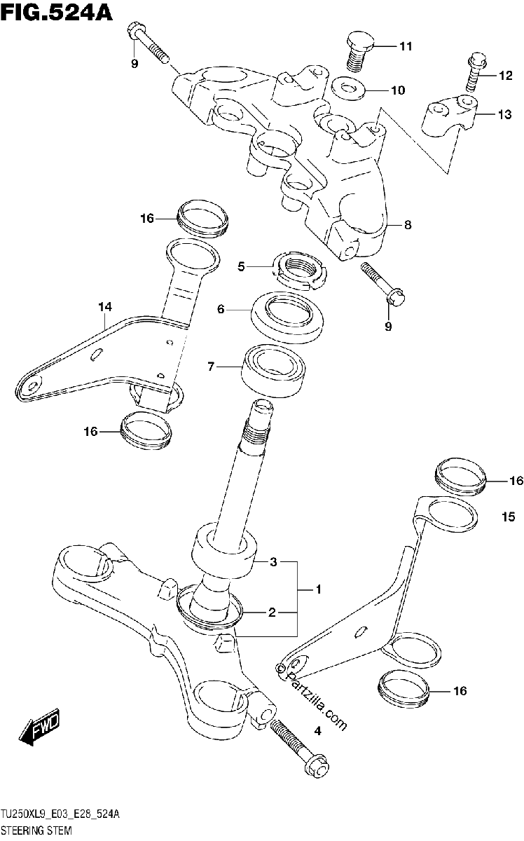 Diagrama de 524A STEERING STEM