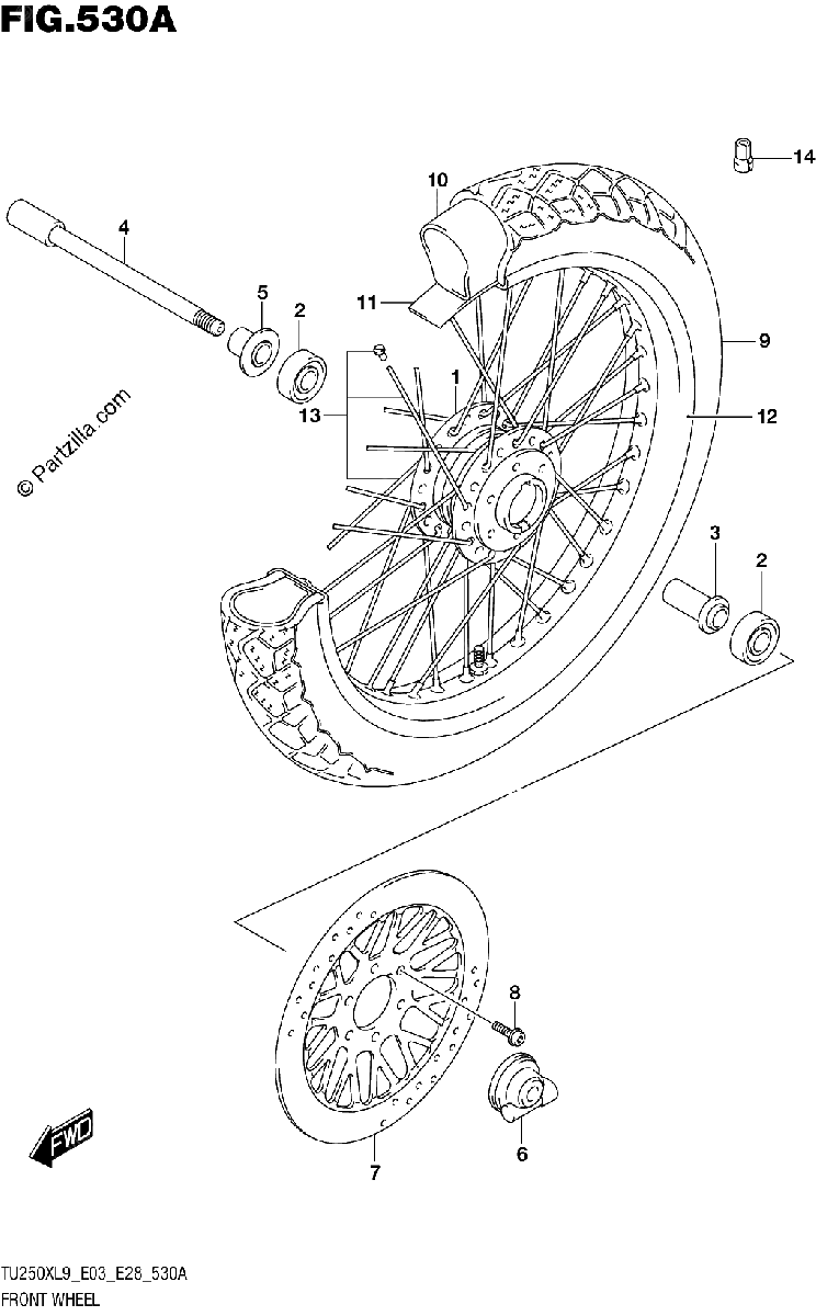 Diagrama de 530A FRONT WHEEL
