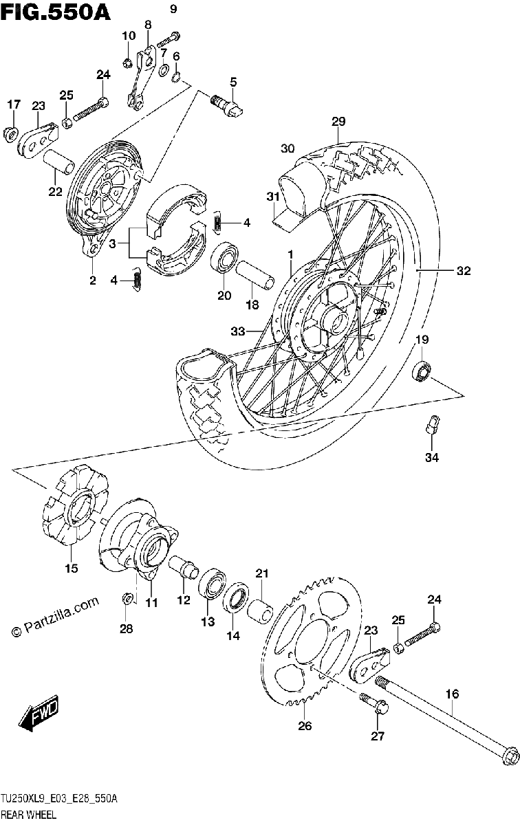 Diagrama de 550A REAR WHEEL