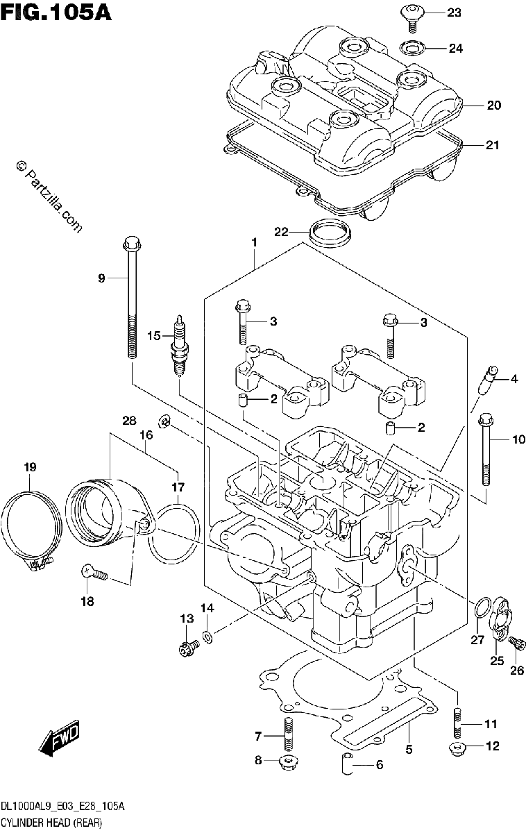 Diagrama de 105A CYLINDER HEAD REAR