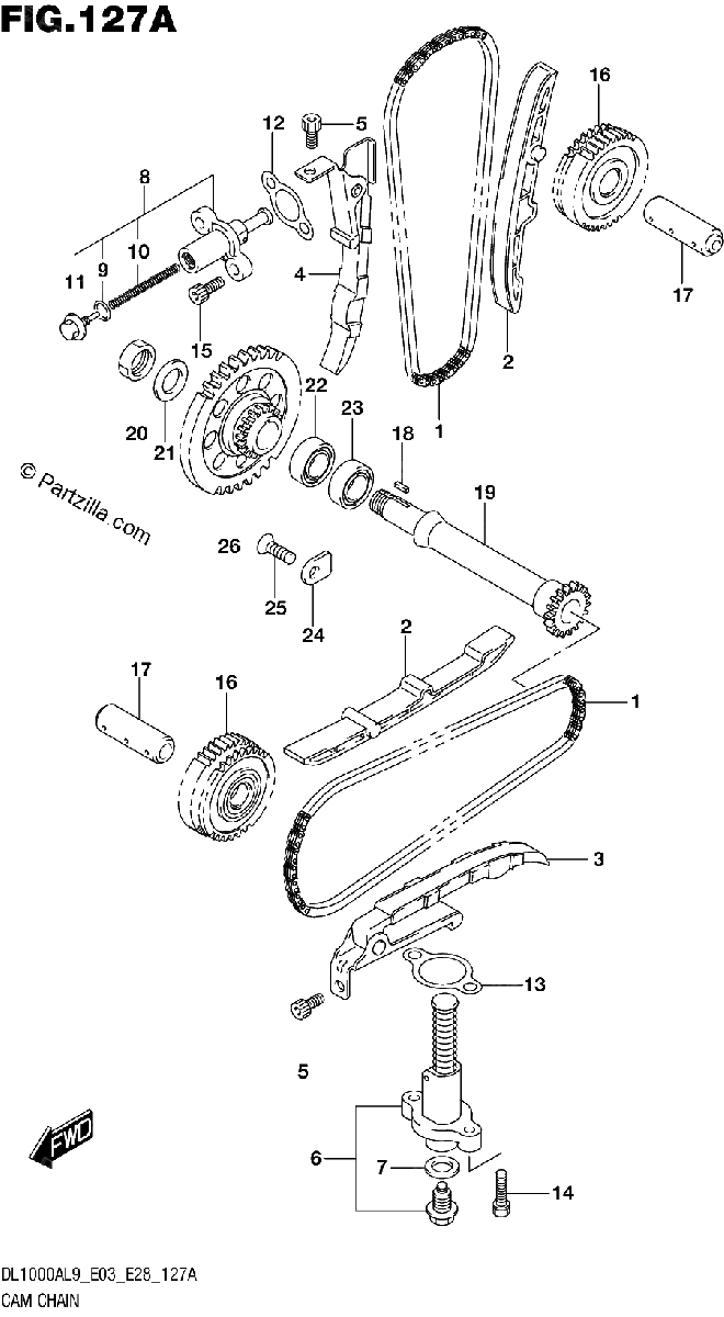 Diagrama de 127A CAM CHAIN