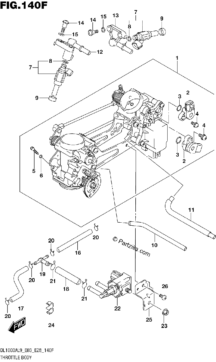 Diagrama de 140F THROTTLE BODY DL1000AL9 E33