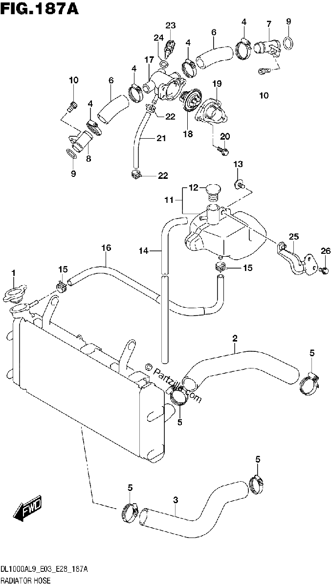 Diagrama de 187A RADIATOR HOSE
