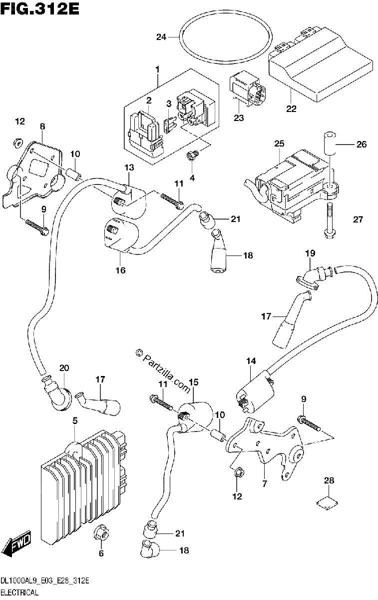 Diagrama de 312E ELECTRICAL DL1000AL9 E28