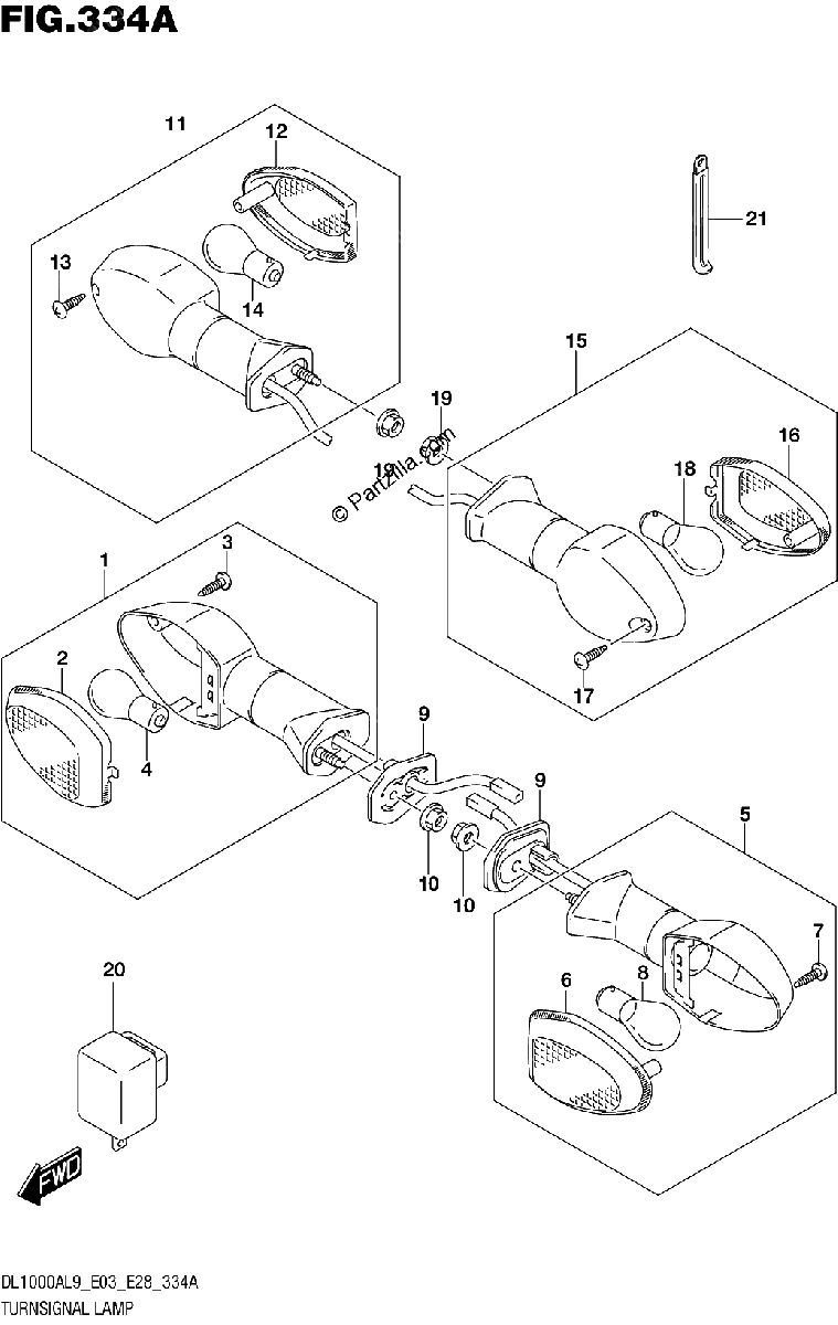 Diagrama de 334A TURNSIGNAL LAMP